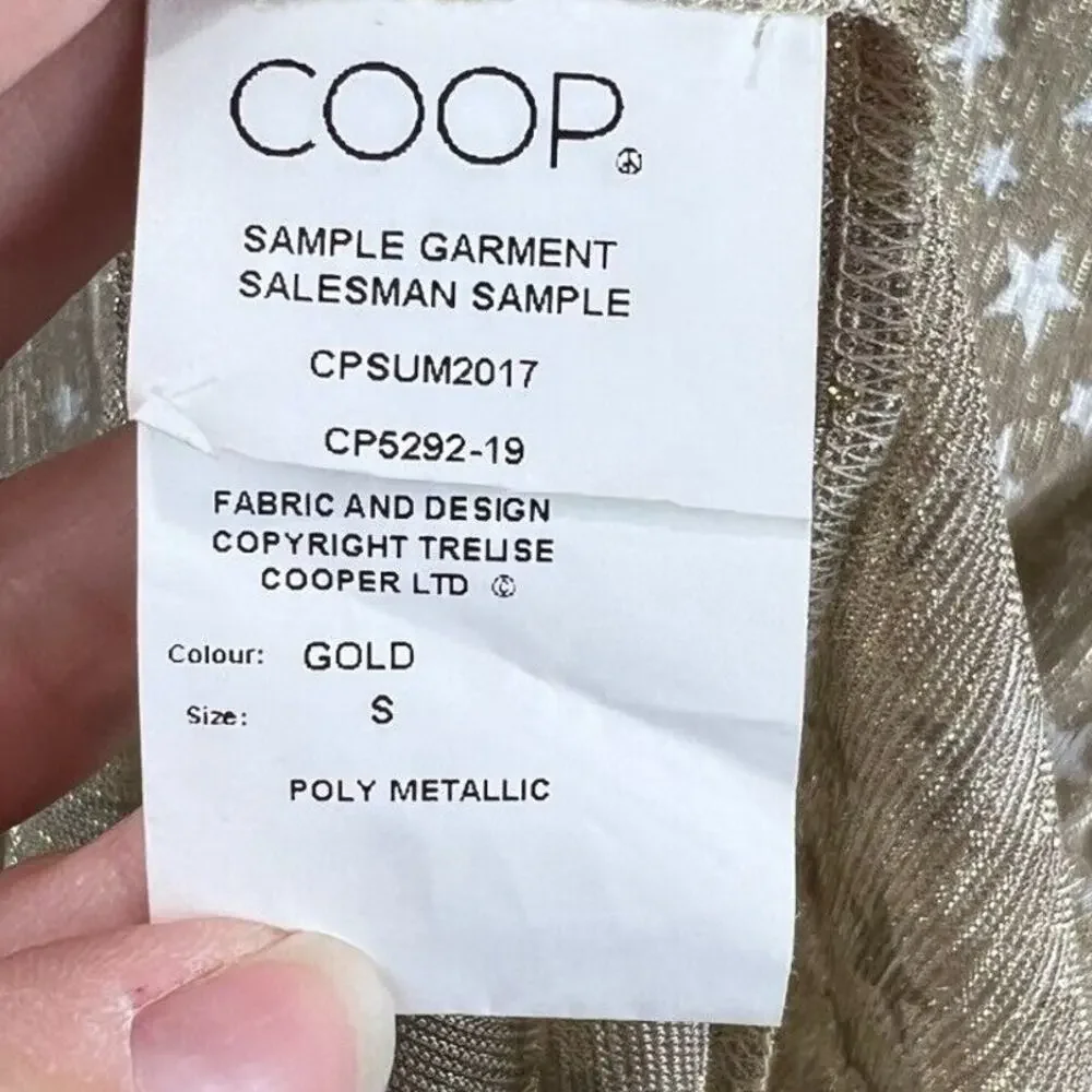 Coop Trelise Cooper Sheer Cardigan S Star Gold Metallic Long Sleeve Shimmer‎